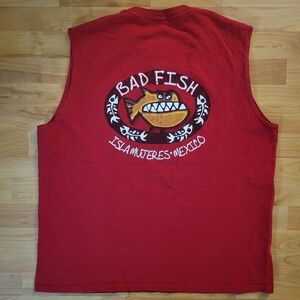 Bad Fish Isla Mujeres Mexico Sleeveless Tourist Tee 2XL Vacation Funny Graphic